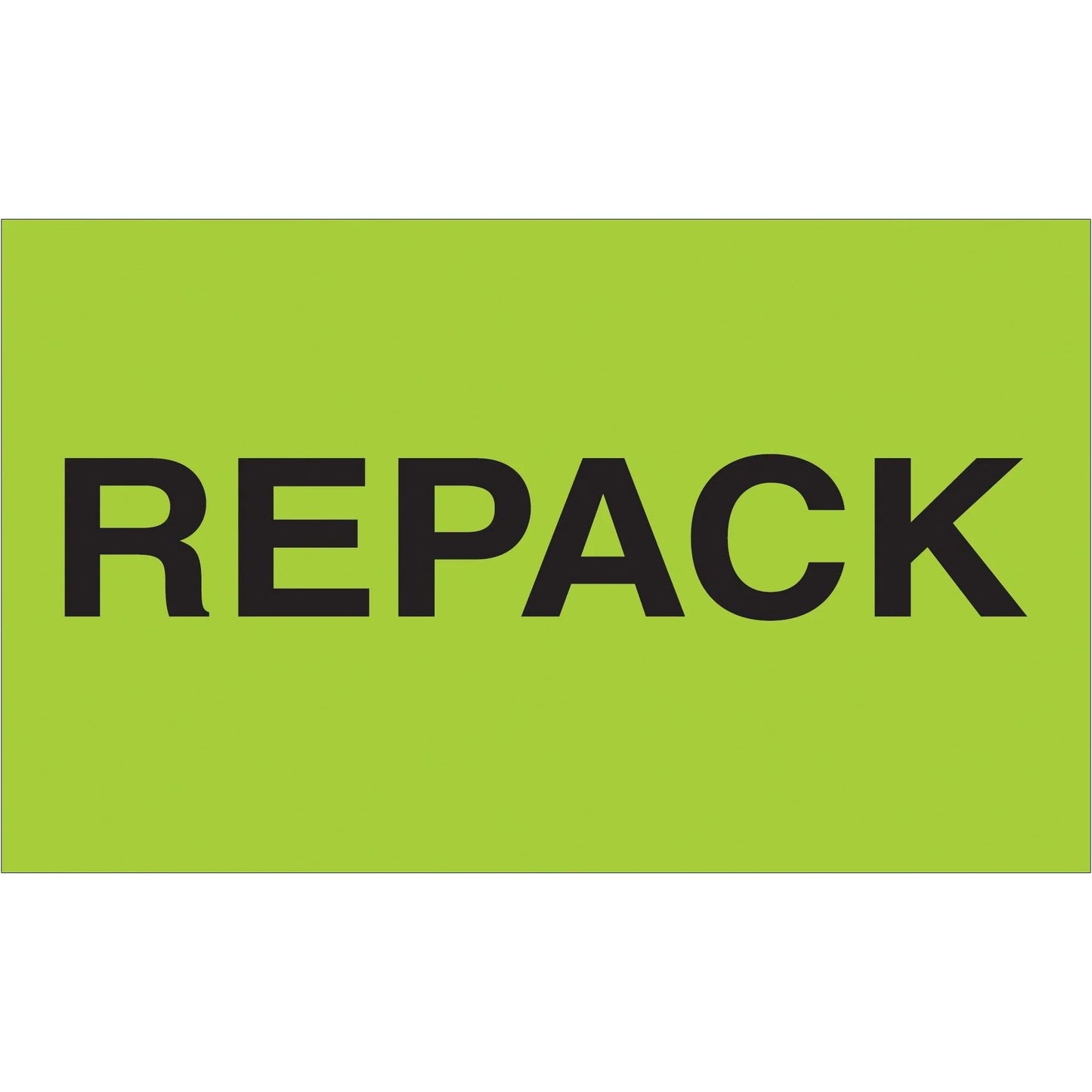 3 x 5" - "Repack" (Fluorescent Green) Labels - DL2621 Box Packaging Partner