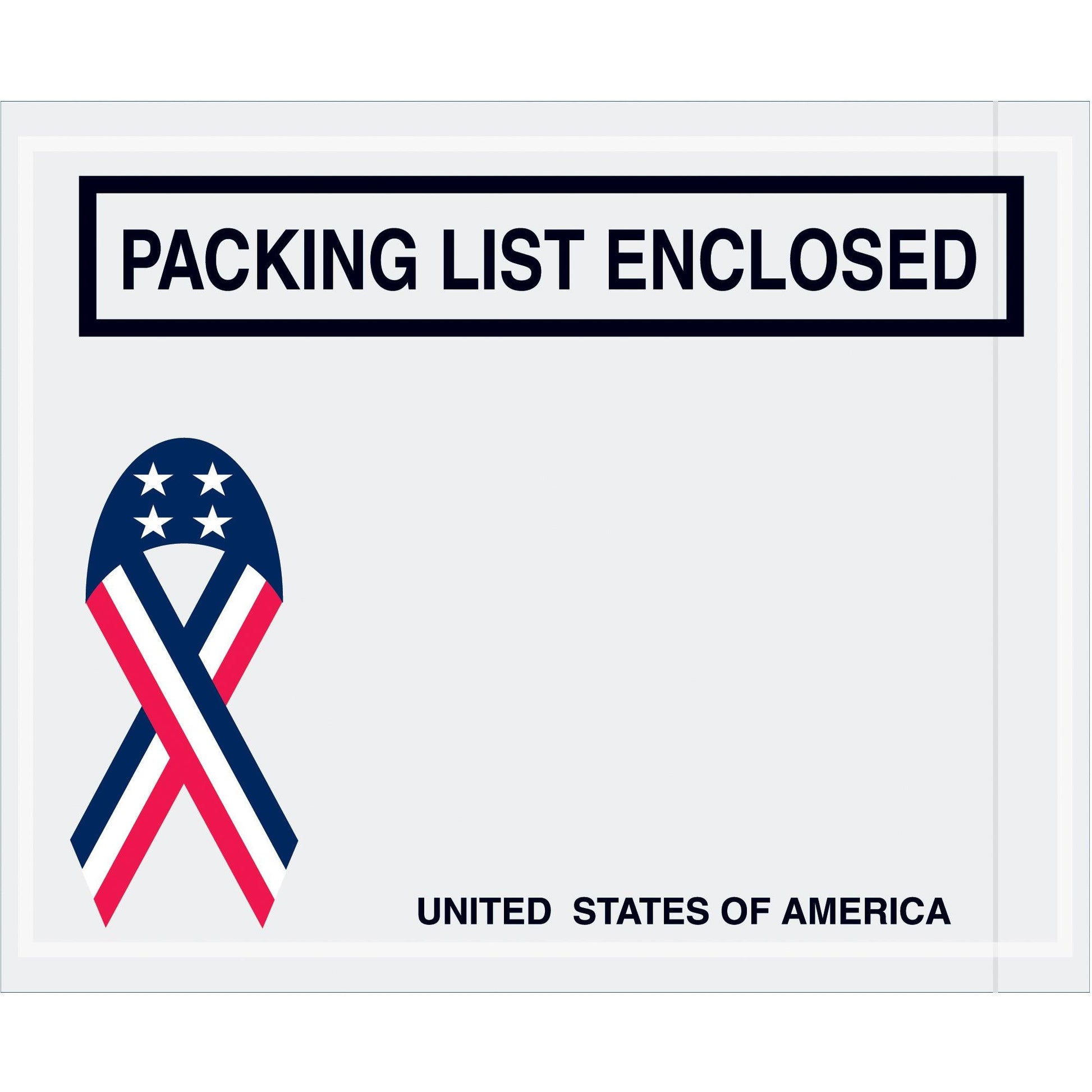 4 1/2 x 5 1/2" U.S.A. Ribbon "Packing List Enclosed" Envelopes - PL466