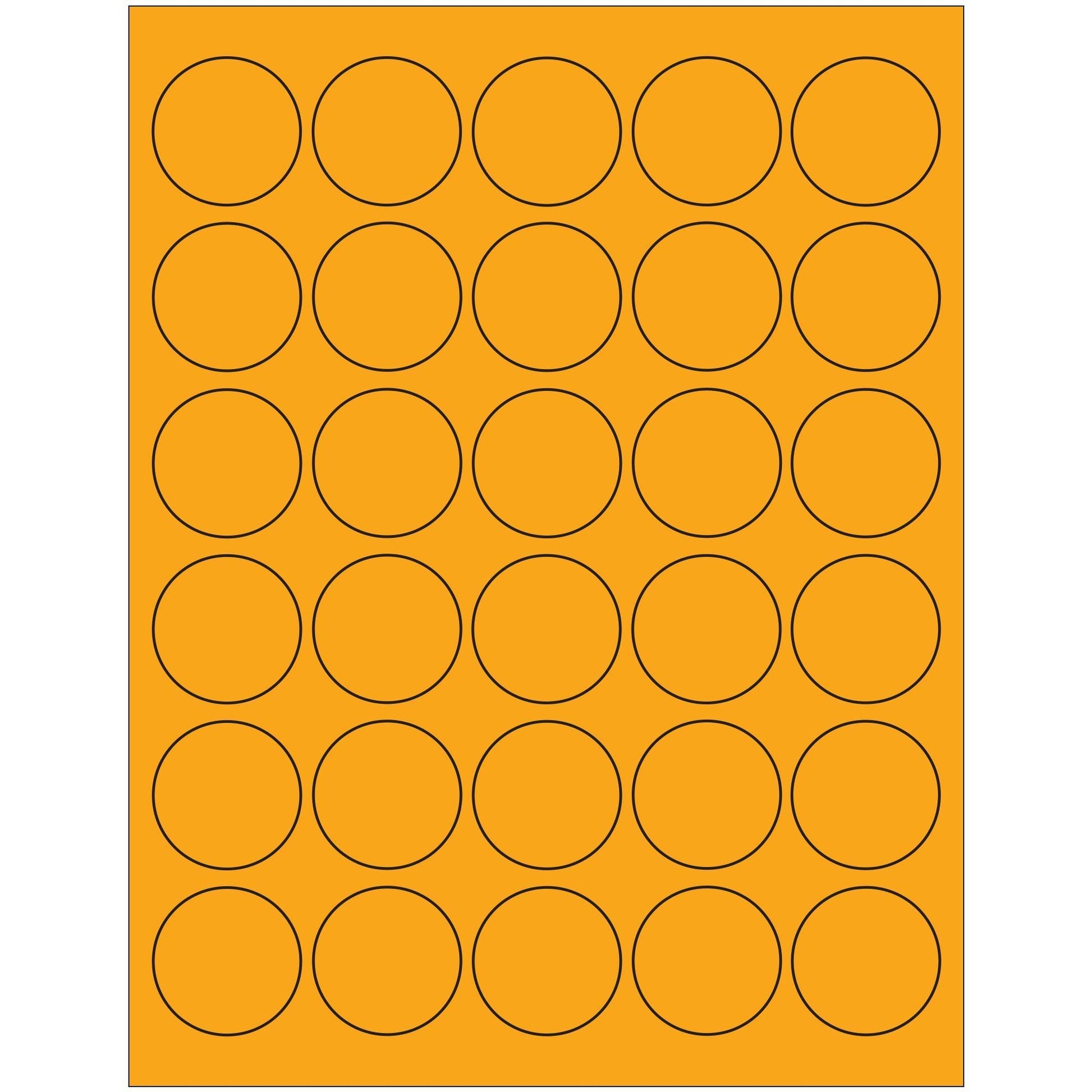 1 1/2" Fluorescent Orange Circle Laser Labels - LL192OR