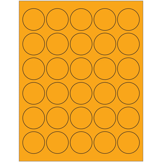 1 1/2" Fluorescent Orange Circle Laser Labels - LL192OR