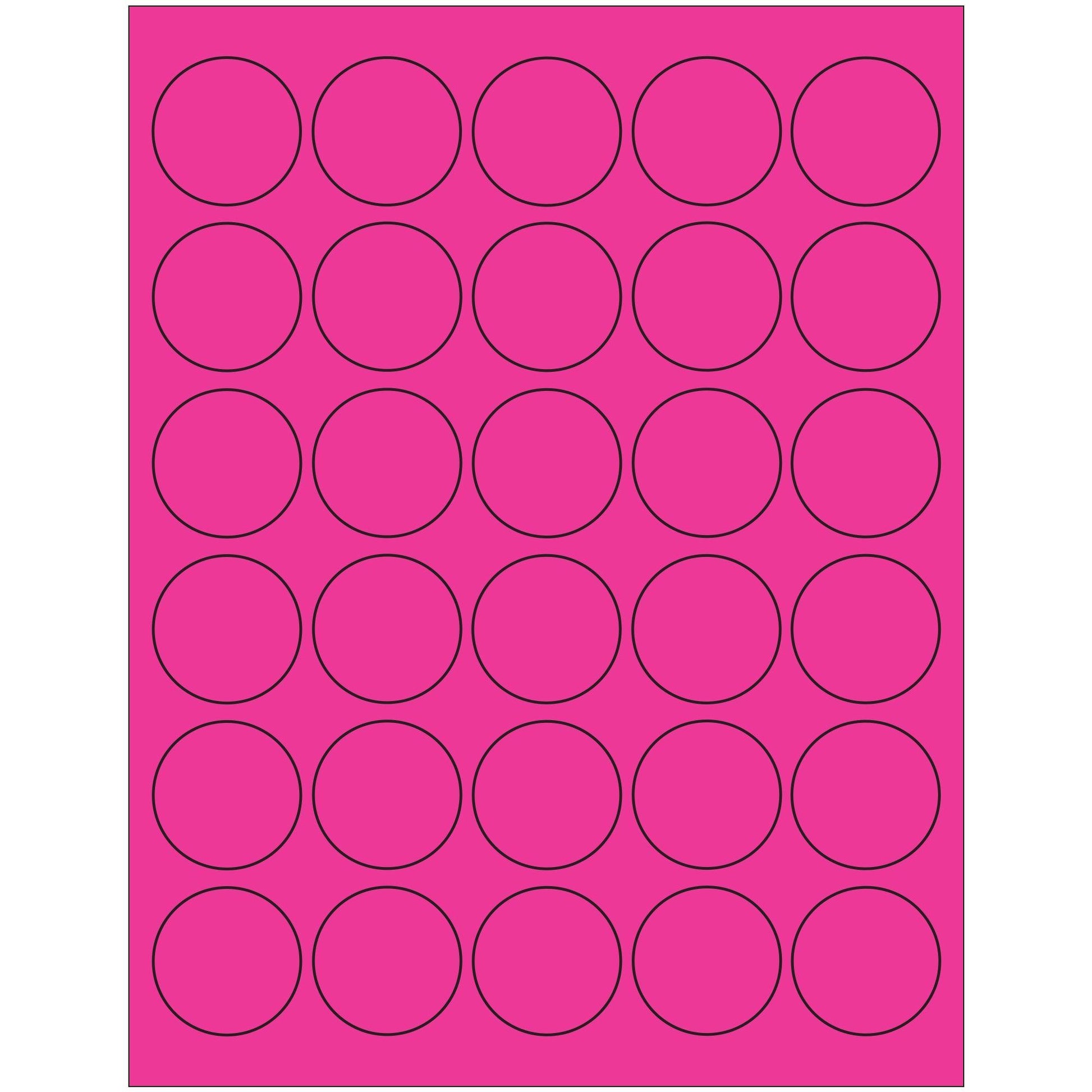 1 1/2" Fluorescent Pink Circle Laser Labels - LL192PK