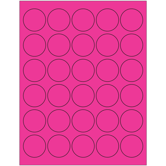 1 1/2" Fluorescent Pink Circle Laser Labels - LL192PK