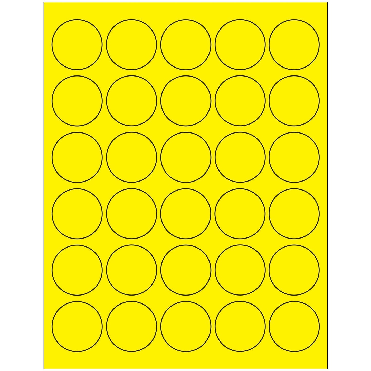 1 1/2" Fluorescent Yellow Circle Laser Labels - LL192YE