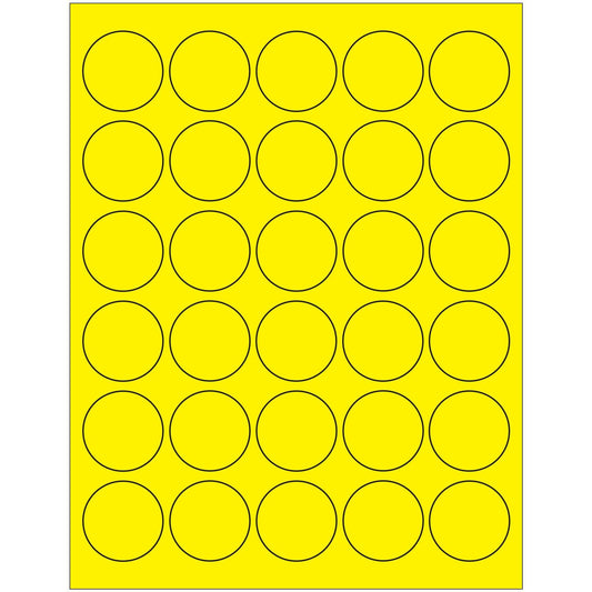 1 1/2" Fluorescent Yellow Circle Laser Labels - LL192YE