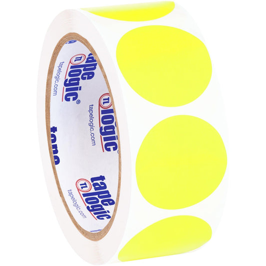 1 1/2" Fluorescent Yellow Inventory Circle Labels - DL612L