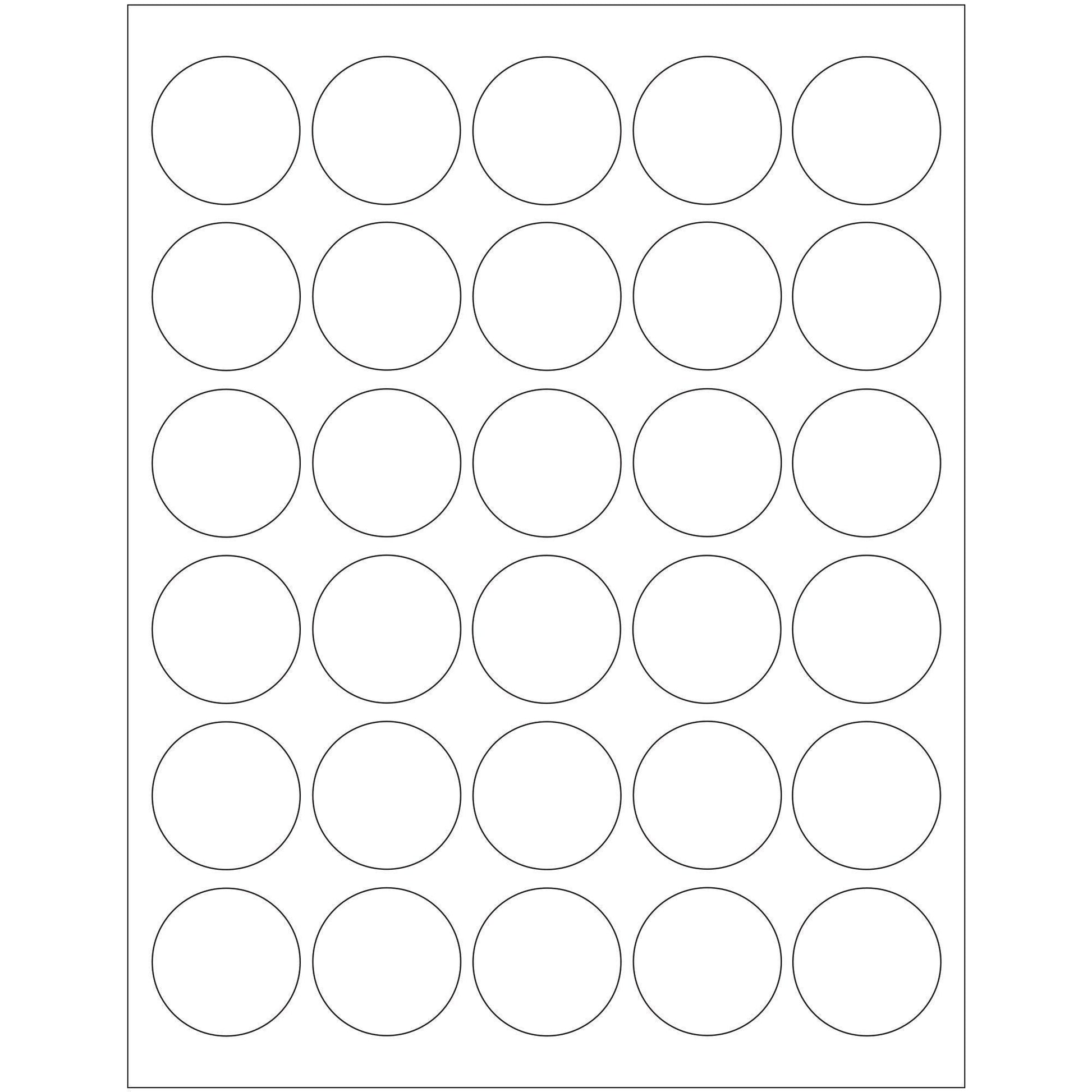 1 1/2" Glossy White Circle Laser Labels - LL301