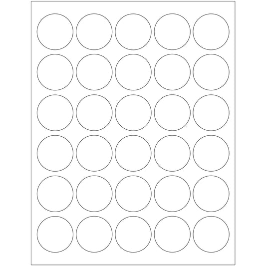 1 1/2" Glossy White Circle Laser Labels - LL301