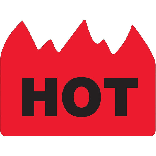 1 1/2 x 2" - "Hot" (Bill of Lading) Flame Labels - DL1399 Box Packaging Partner