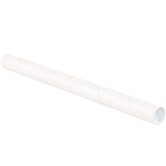 1 1/2 x 36" White Tubes with Caps - P1536W