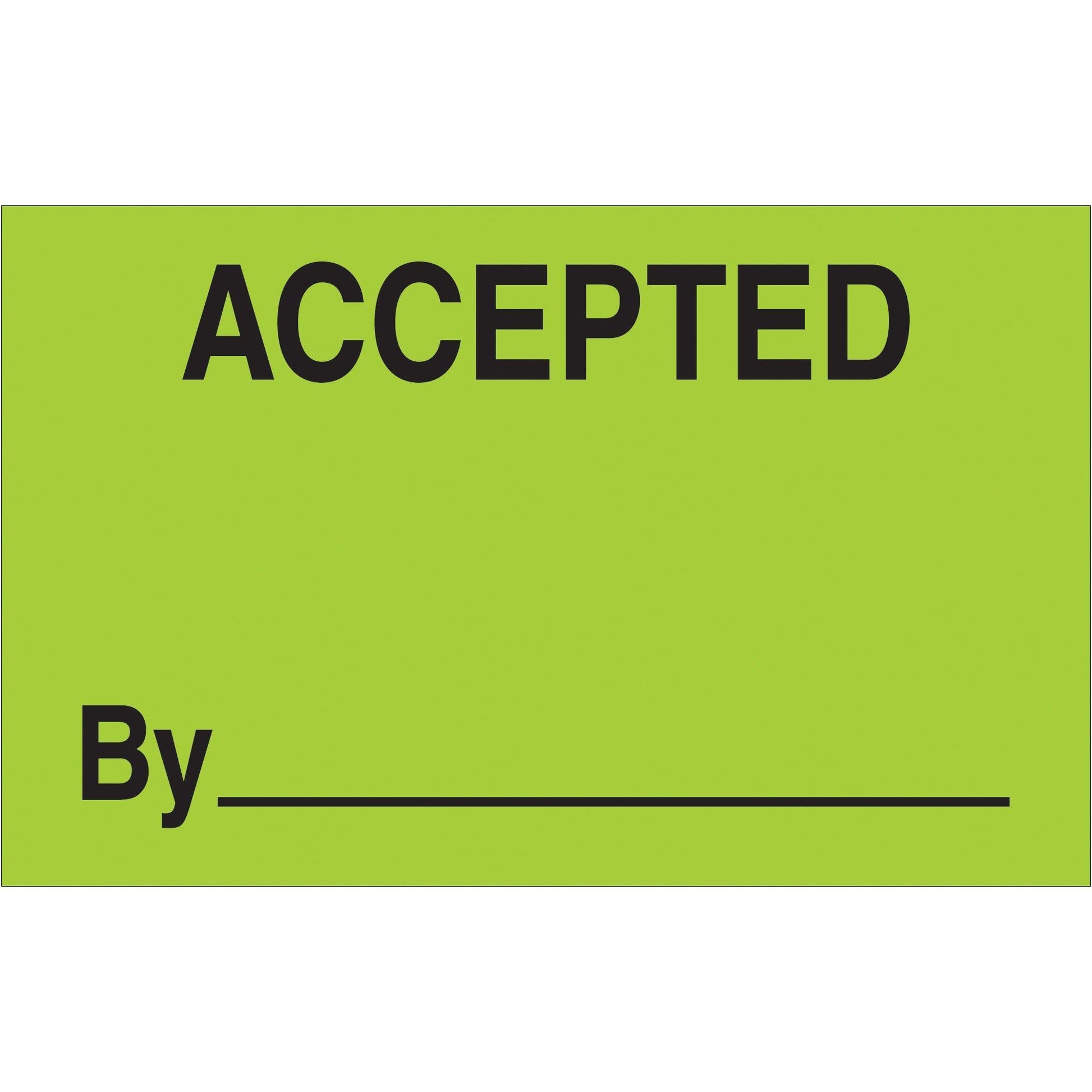 1 1/4 x 2" - "Accepted By" (Fluorescent Green) Labels - DL1179