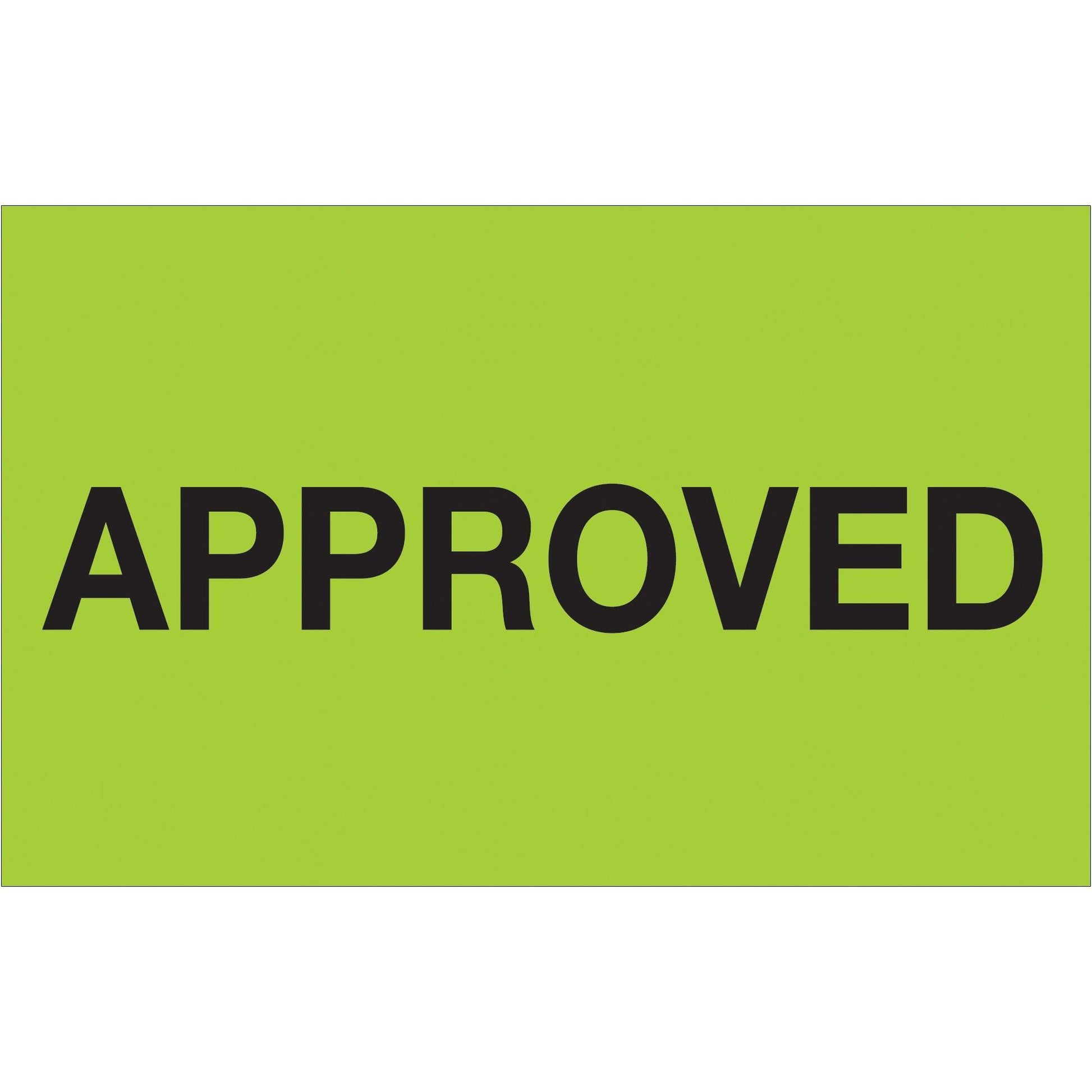 1 1/4 x 2" - "Approved" (Fluorescent Green) Labels - DL1153