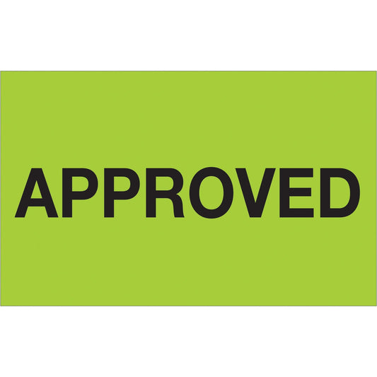 1 1/4 x 2" - "Approved" (Fluorescent Green) Labels - DL1153