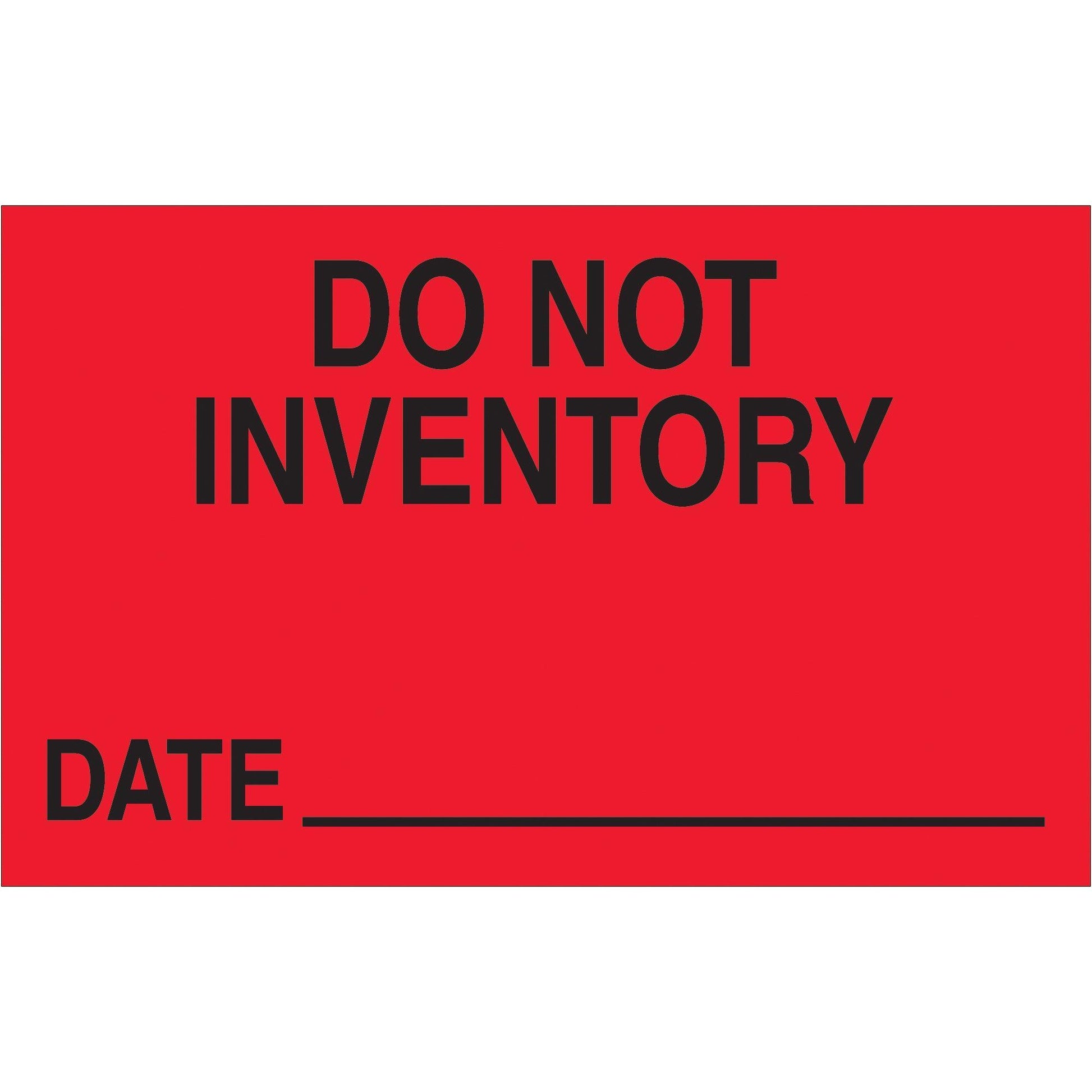 1 1/4 x 2" - "Do Not Inventory - Date" (Fluorescent Red) Labels - DL1176