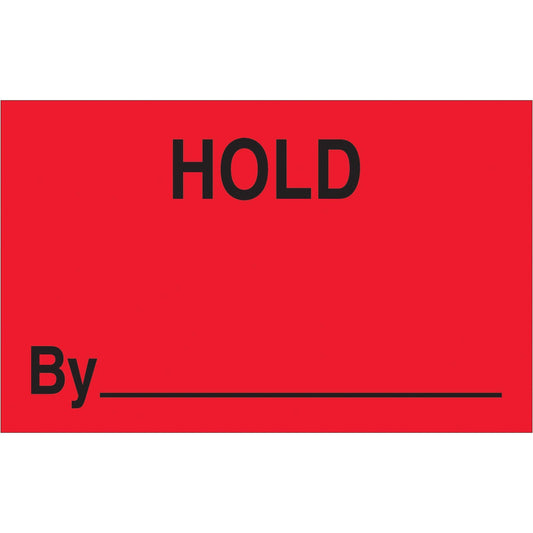 1 1/4 x 2" - "Hold By" (Fluorescent Red) Labels - DL1155