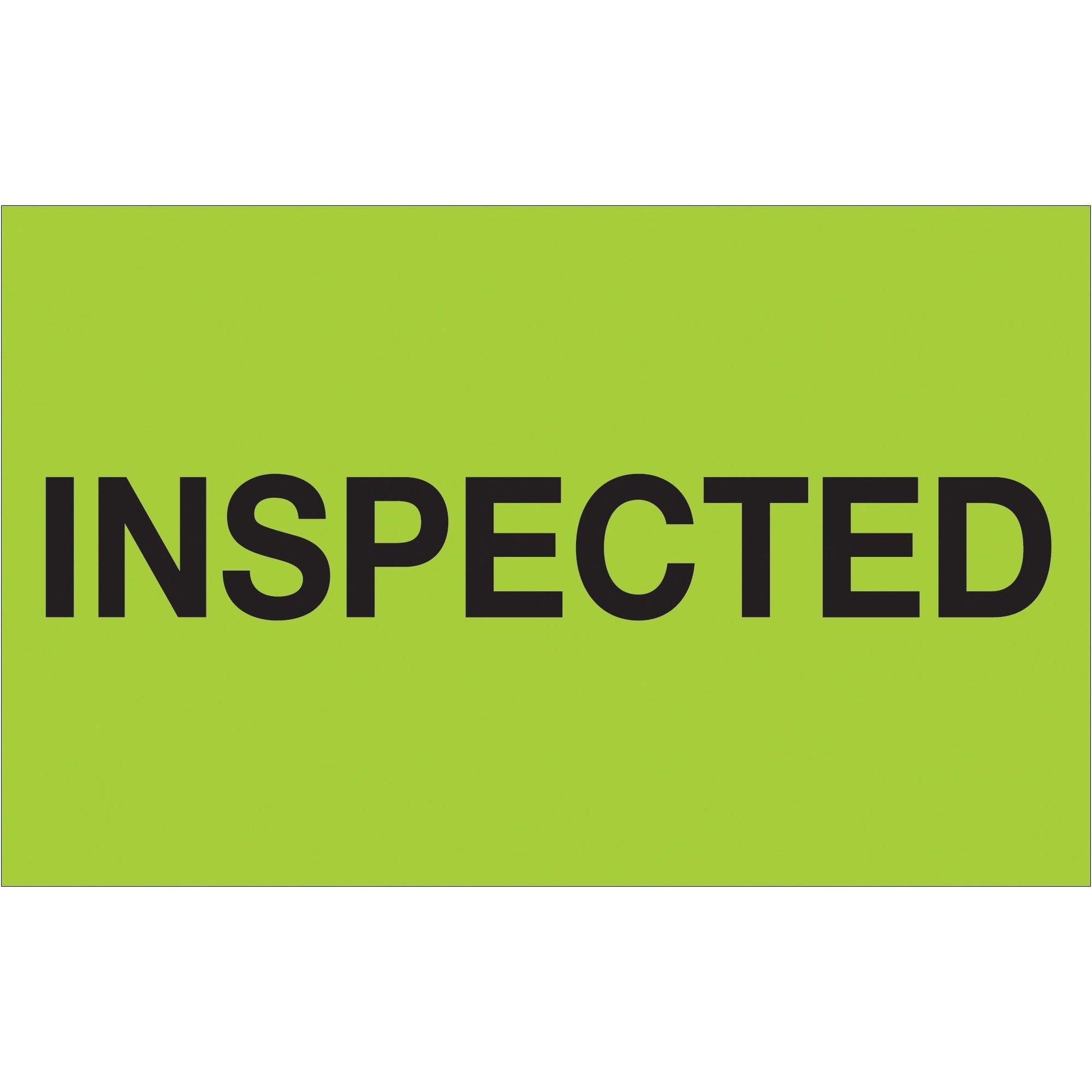 1 1/4 x 2" - "Inspected" (Fluorescent Green) Labels - DL1163