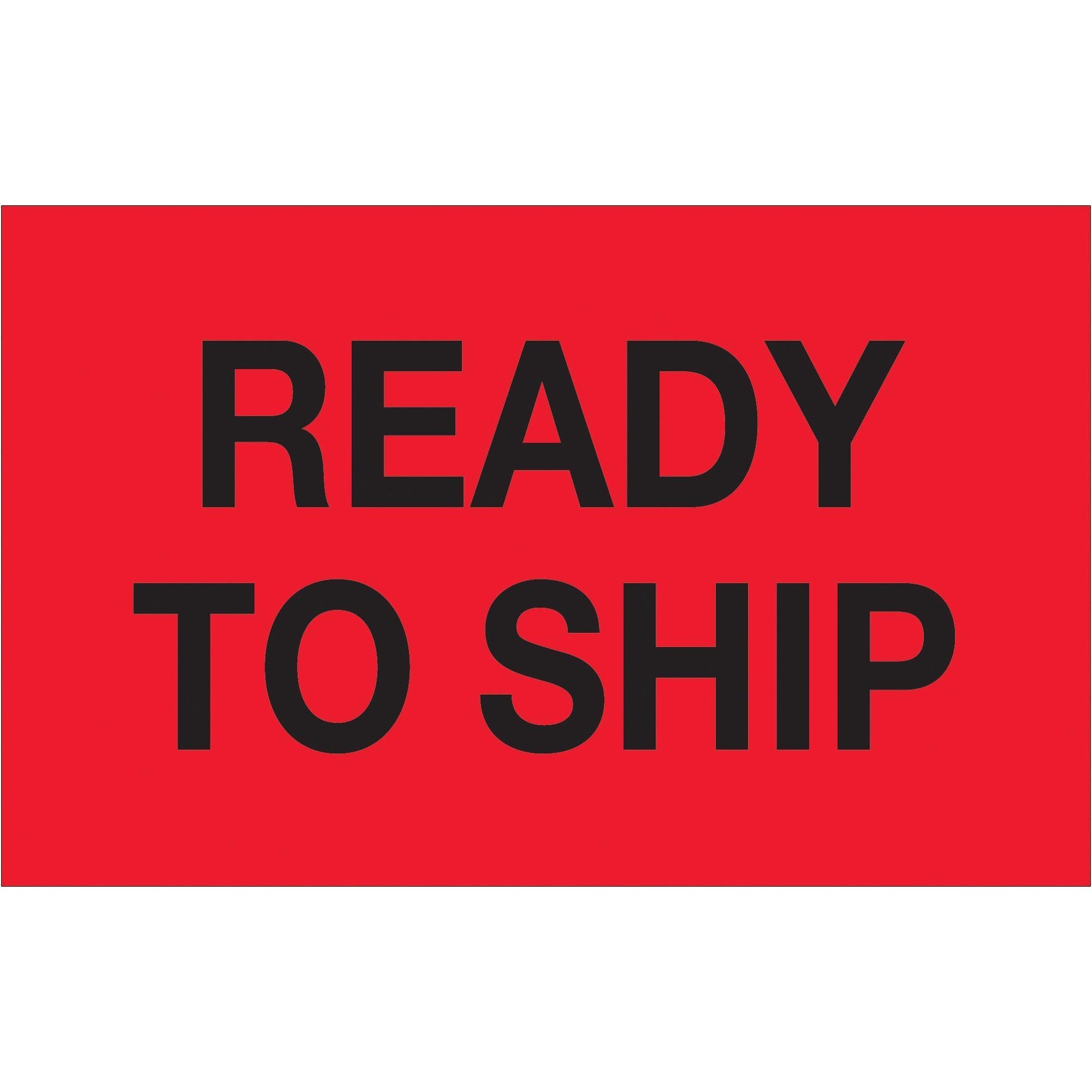 1 1/4 x 2" - "Ready To Ship" (Fluorescent Red) Labels - DL1171