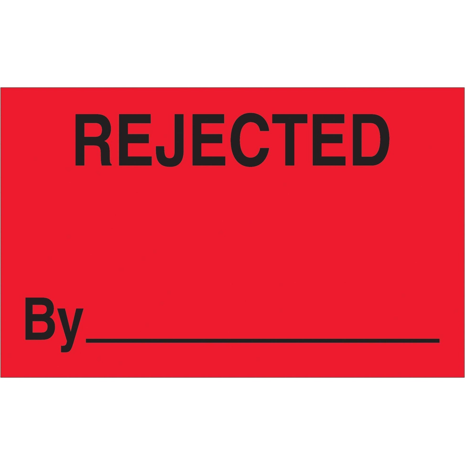 1 1/4 x 2" - "Rejected By" (Fluorescent Red) Labels - DL1152