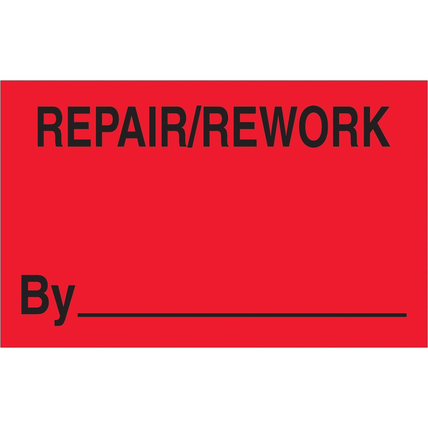 1 1/4 x 2" - "Repair/Rework By" (Fluorescent Red) Labels - DL1162