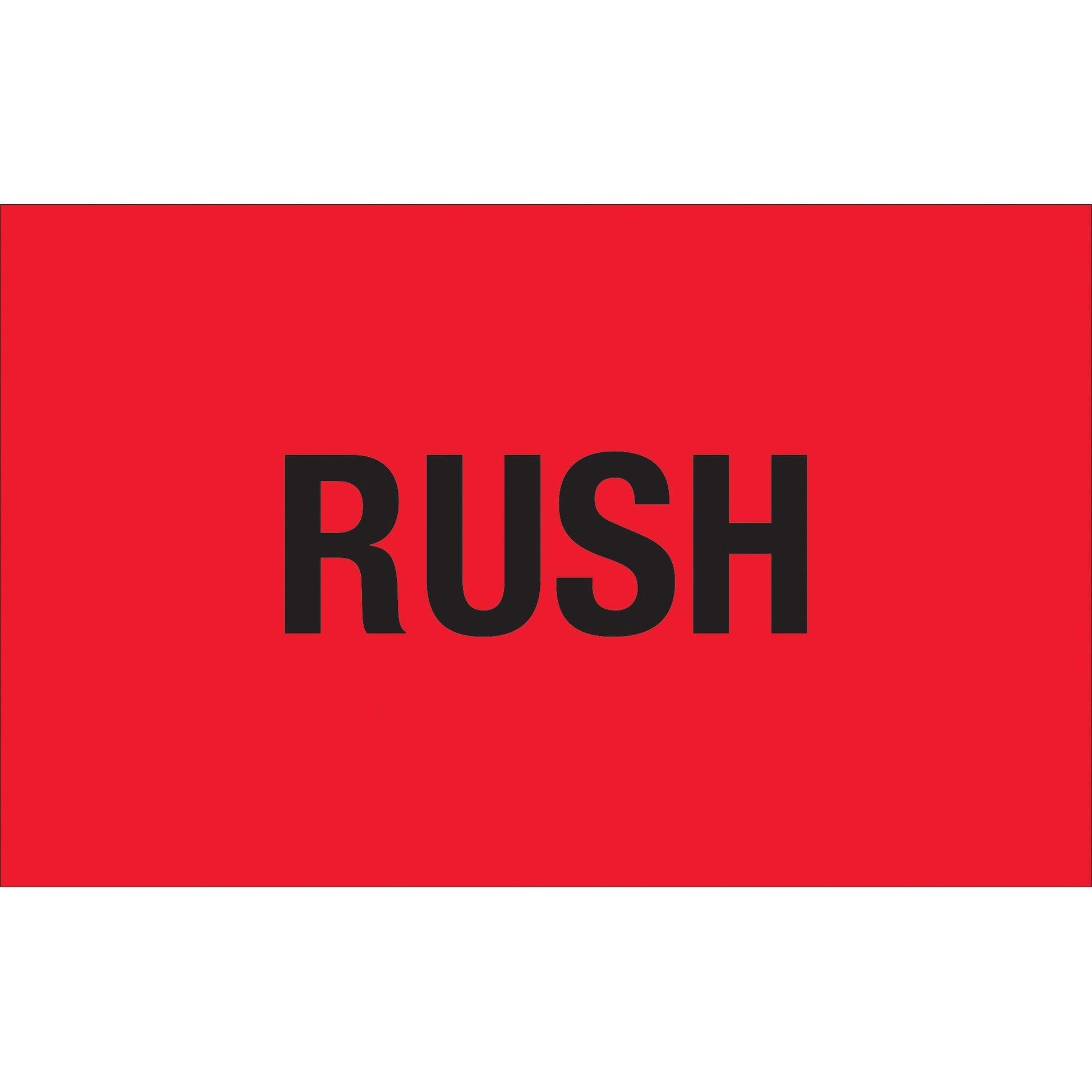 1 1/4 x 2" - "Rush" (Fluorescent Red) Labels - DL1367