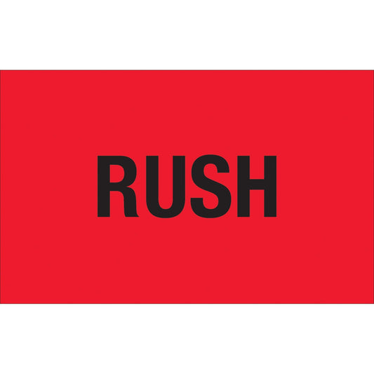 1 1/4 x 2" - "Rush" (Fluorescent Red) Labels - DL1367