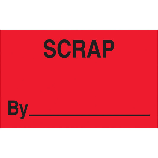 1 1/4 x 2" - "Scrap By" (Fluorescent Red) Labels - DL1166