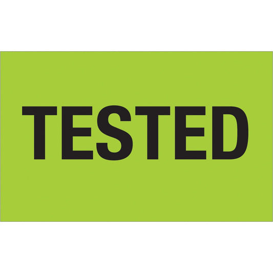 1 1/4 x 2" - "Tested" (Fluorescent Green) Labels - DL1159