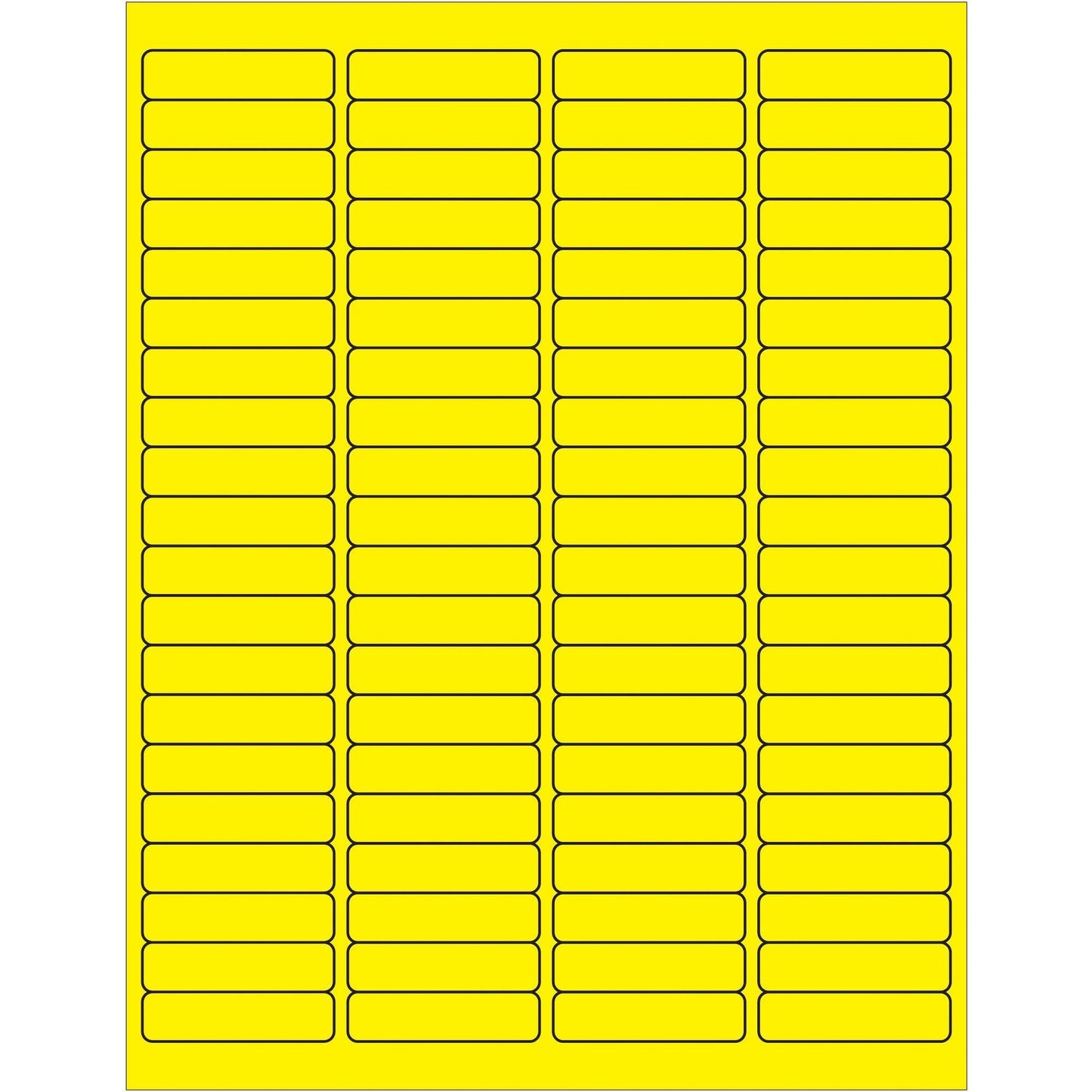 1 15/16 x 1/2" Fluorescent Yellow Rectangle Laser Labels - LL171YE