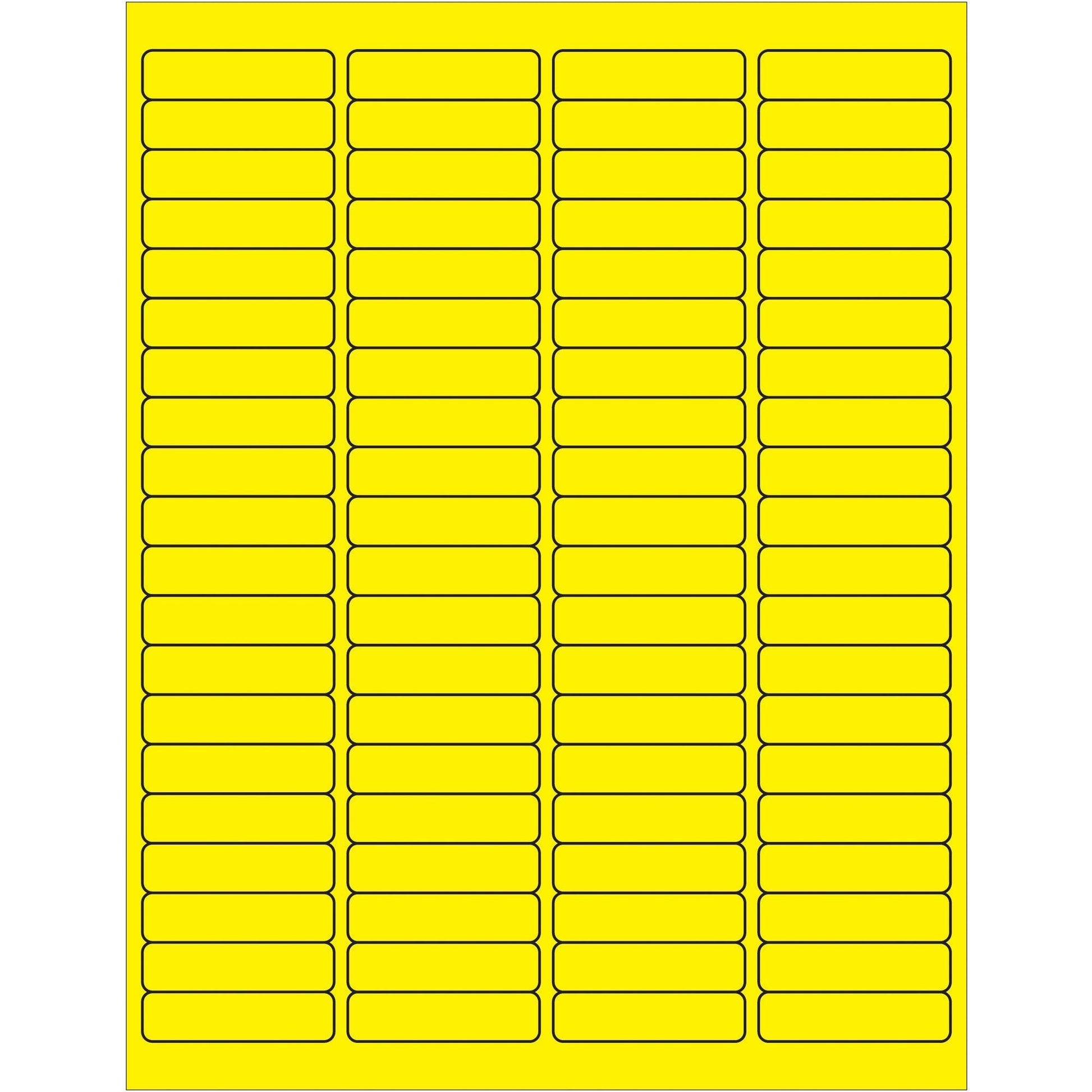 1 15/16 x 1/2" Fluorescent Yellow Rectangle Laser Labels - LL171YE