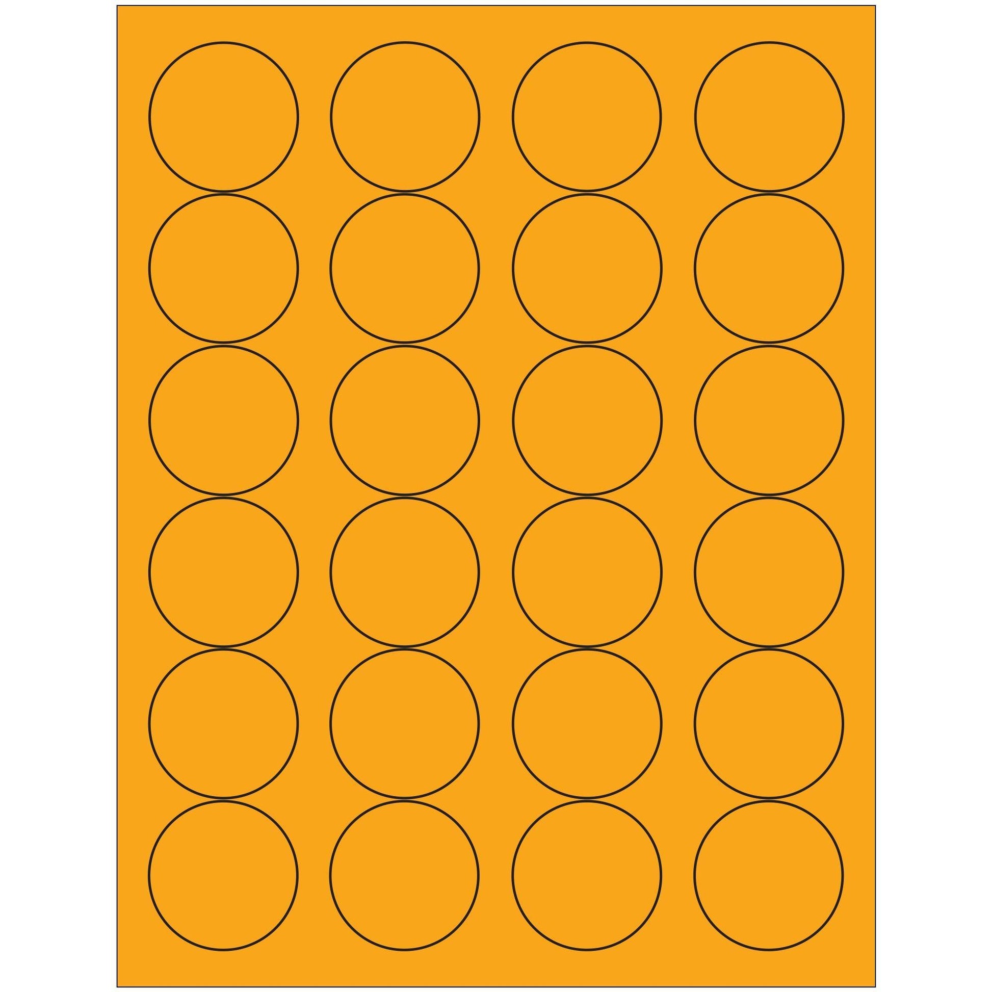 1 2/3" Fluorescent Orange Circle Laser Labels - LL196OR