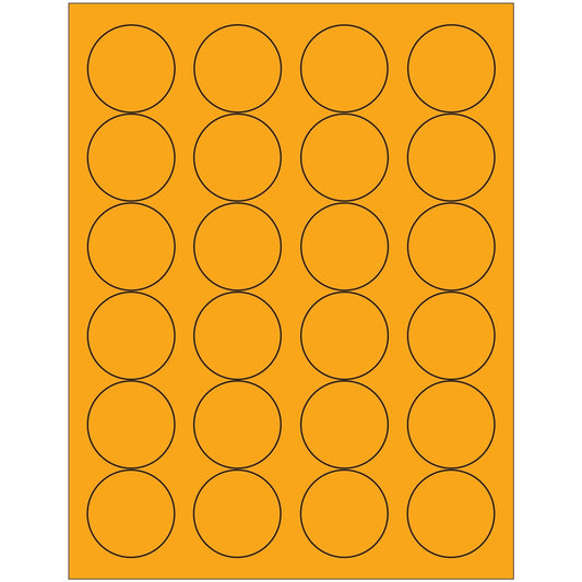 1 2/3" Fluorescent Orange Circle Laser Labels - LL196OR