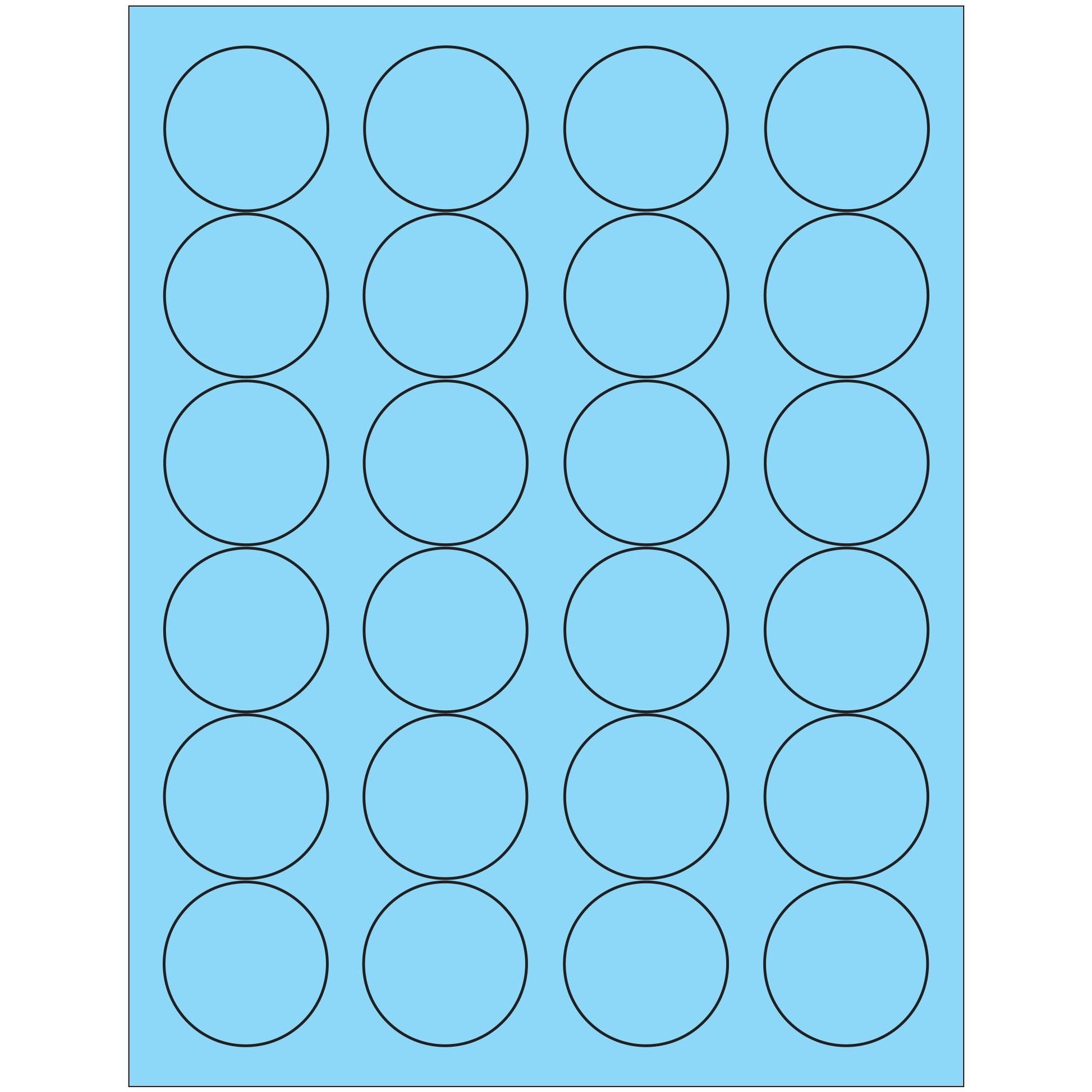 1 2/3" Fluorescent Pastel Blue Circle Laser Labels - LL196BE