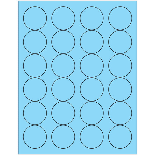 1 2/3" Fluorescent Pastel Blue Circle Laser Labels - LL196BE