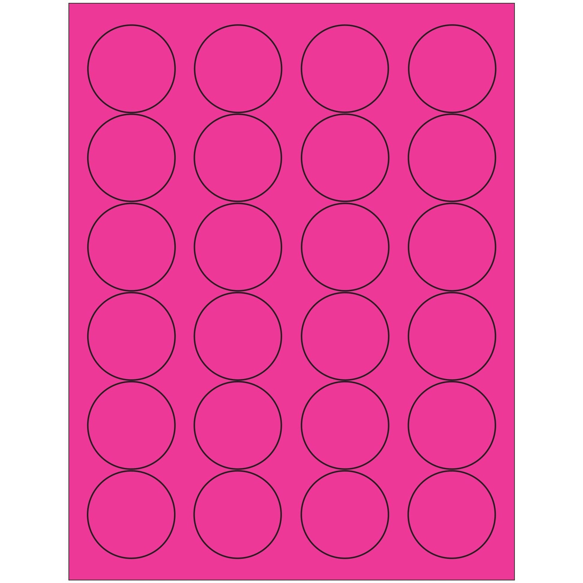 1 2/3" Fluorescent Pink Circle Laser Labels - LL196PK