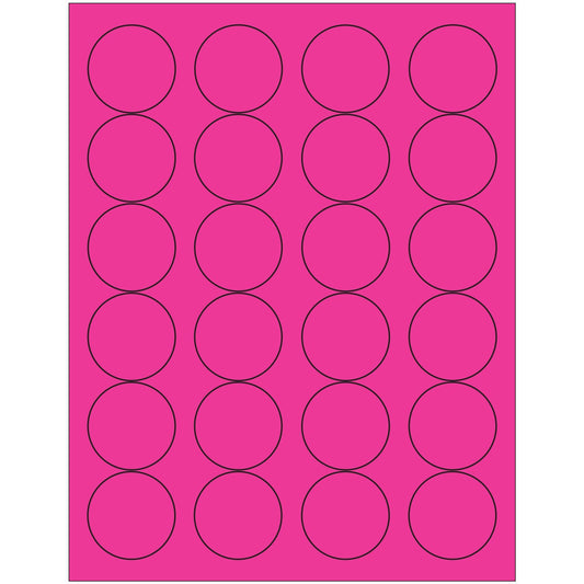 1 2/3" Fluorescent Pink Circle Laser Labels - LL196PK