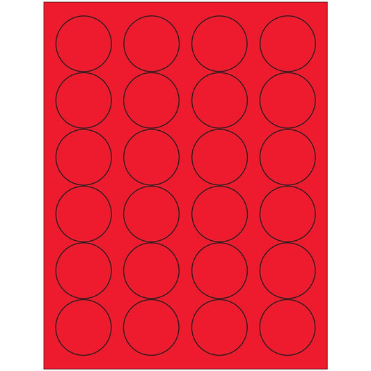 1 2/3" Fluorescent Red Circle Laser Labels - LL196RD