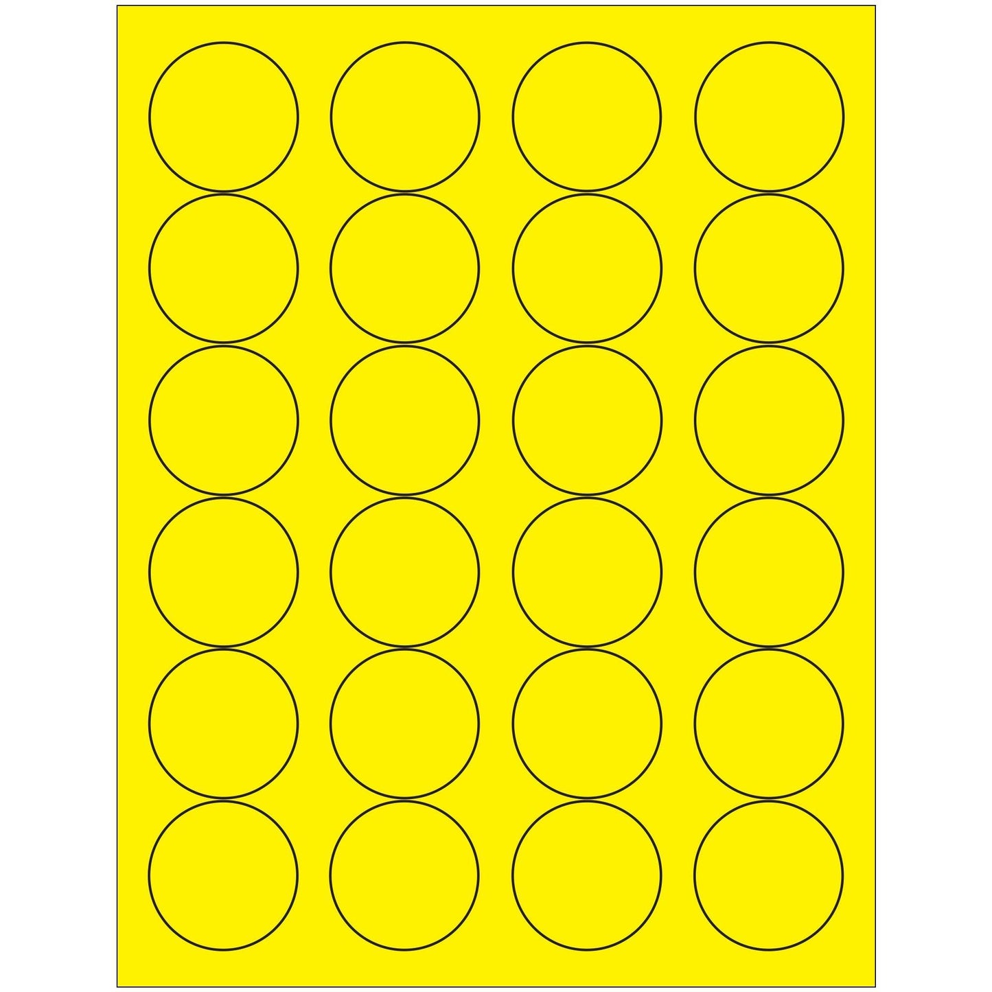 1 2/3" Fluorescent Yellow Circle Laser Labels - LL196YE