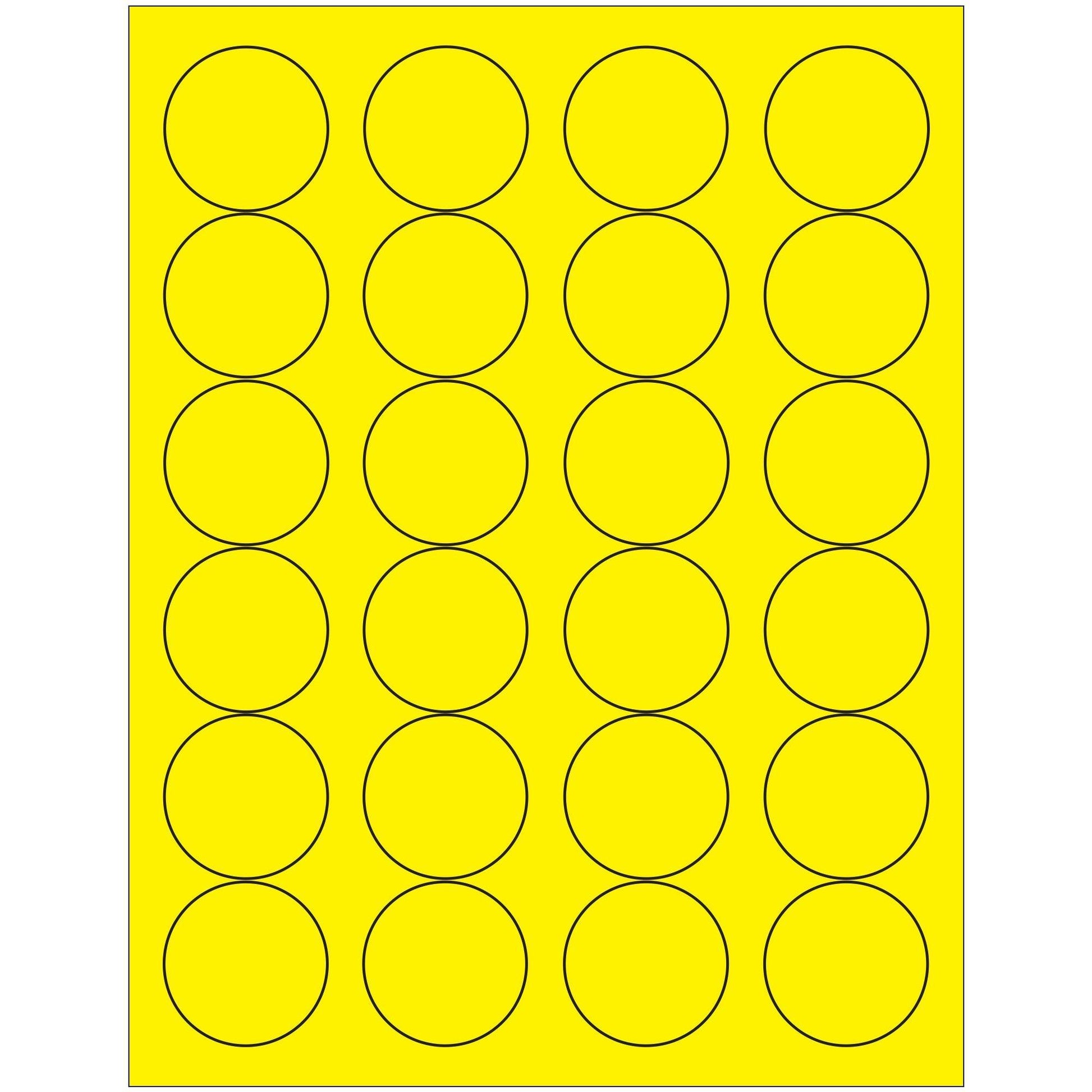 1 2/3" Fluorescent Yellow Circle Laser Labels - LL196YE