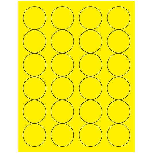 1 2/3" Fluorescent Yellow Circle Laser Labels - LL196YE