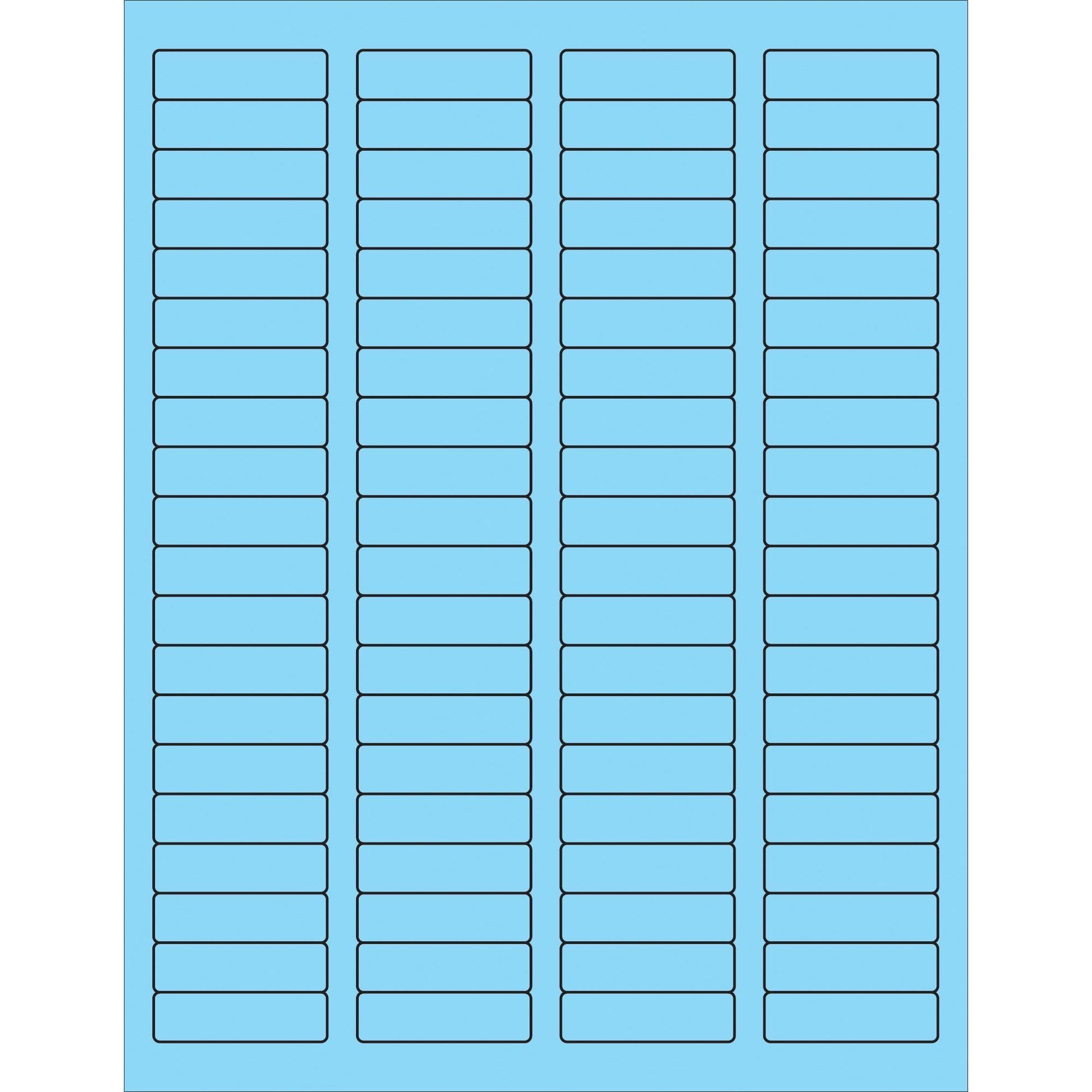 1 3/4 x 1/2" Fluorescent Pastel Blue Rectangle Laser Labels - LL170BE