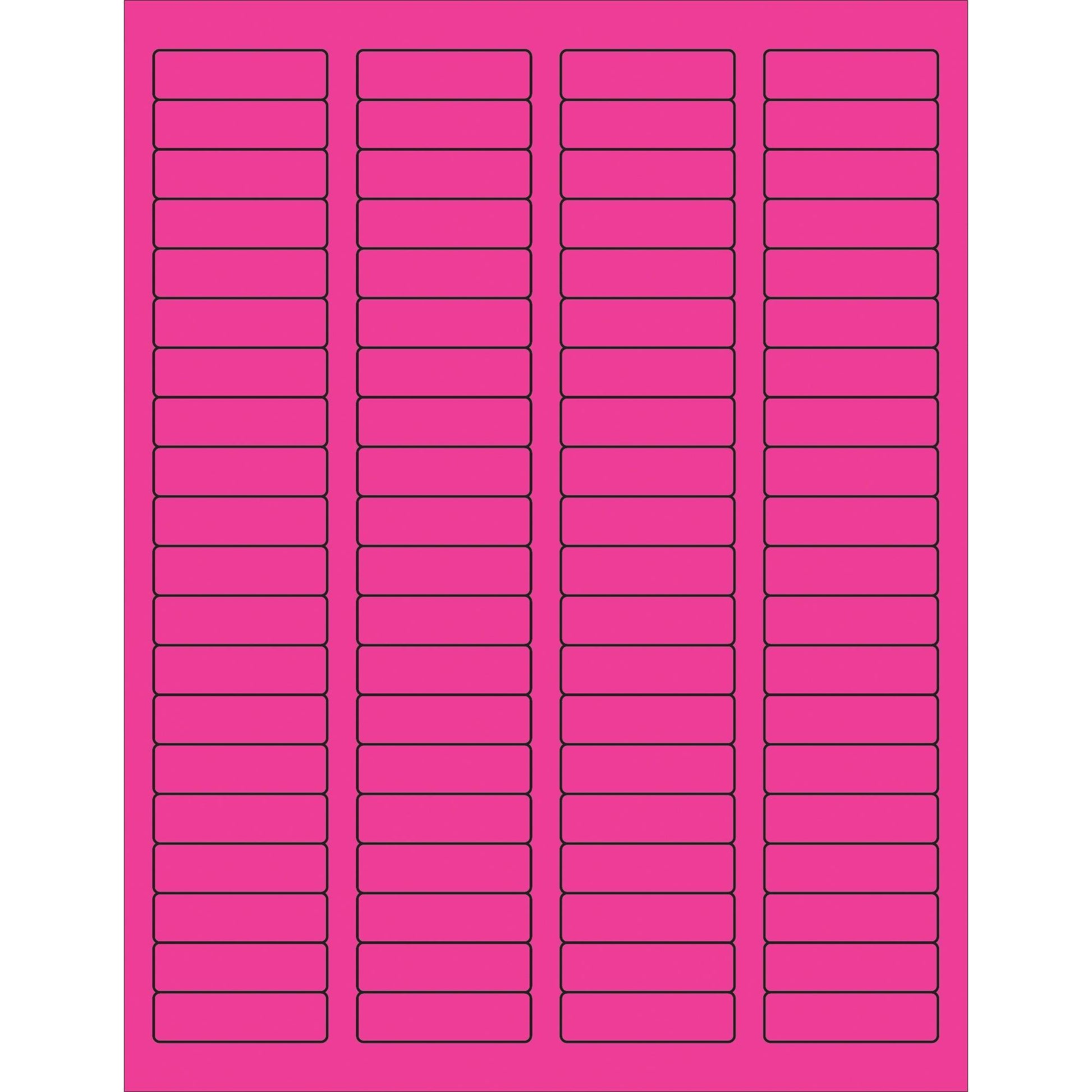 1 3/4 x 1/2" Fluorescent Pink Rectangle Laser Labels - LL170PK