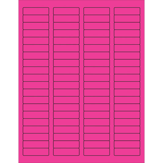 1 3/4 x 1/2" Fluorescent Pink Rectangle Laser Labels - LL170PK