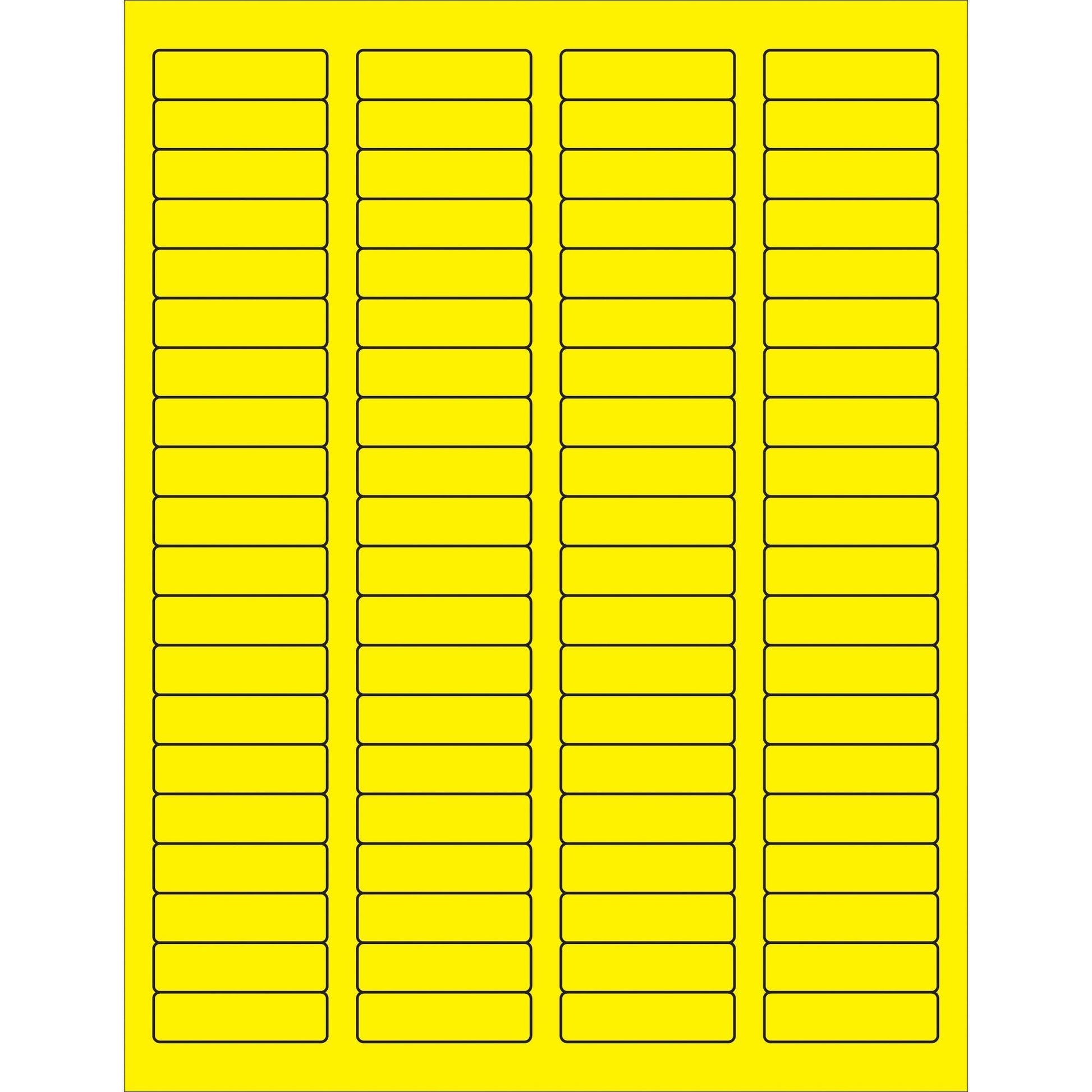 1 3/4 x 1/2" Fluorescent Yellow Rectangle Laser Labels - LL170YE