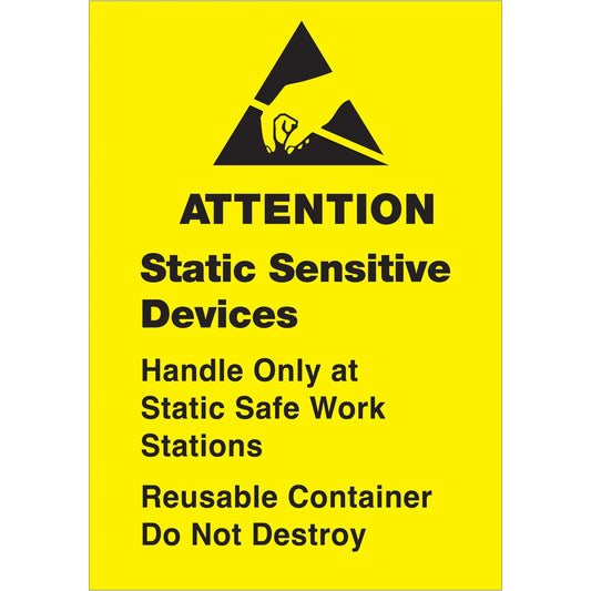 1 3/4 x 2 1/2" - "Static Sensitive Devices" Labels - DL9140 Box Packaging Partner