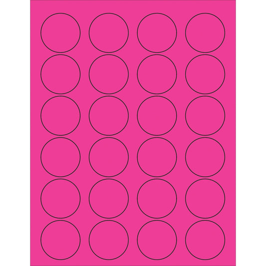 1 5/8" Fluorescent Pink Circle Laser Labels - LL193PK