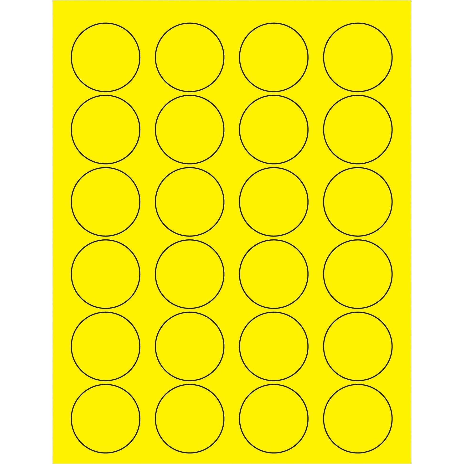 1 5/8" Fluorescent Yellow Circle Laser Labels - LL193YE