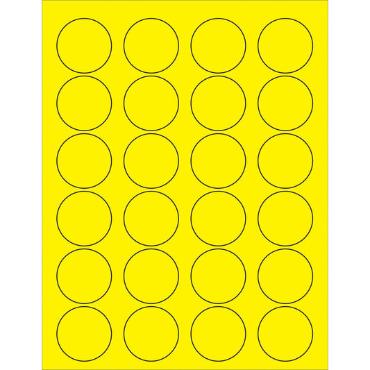 1 5/8" Fluorescent Yellow Circle Laser Labels - LL193YE