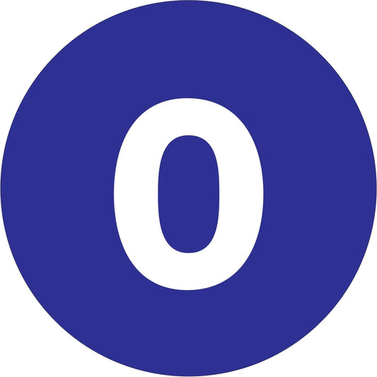 1" Circle - "0" (Dark Blue) Number Labels - DL6750