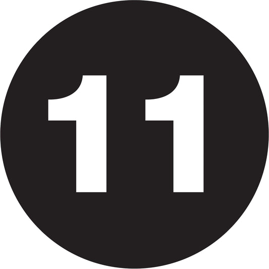 1" Circle - "11" (Black) Number Labels - DL6763