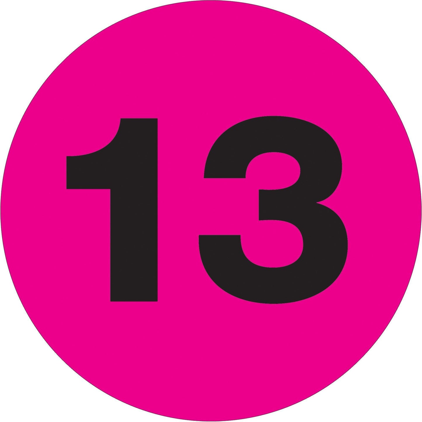 1" Circle - "13" (Fluorescent Pink) Number Labels - DL6765