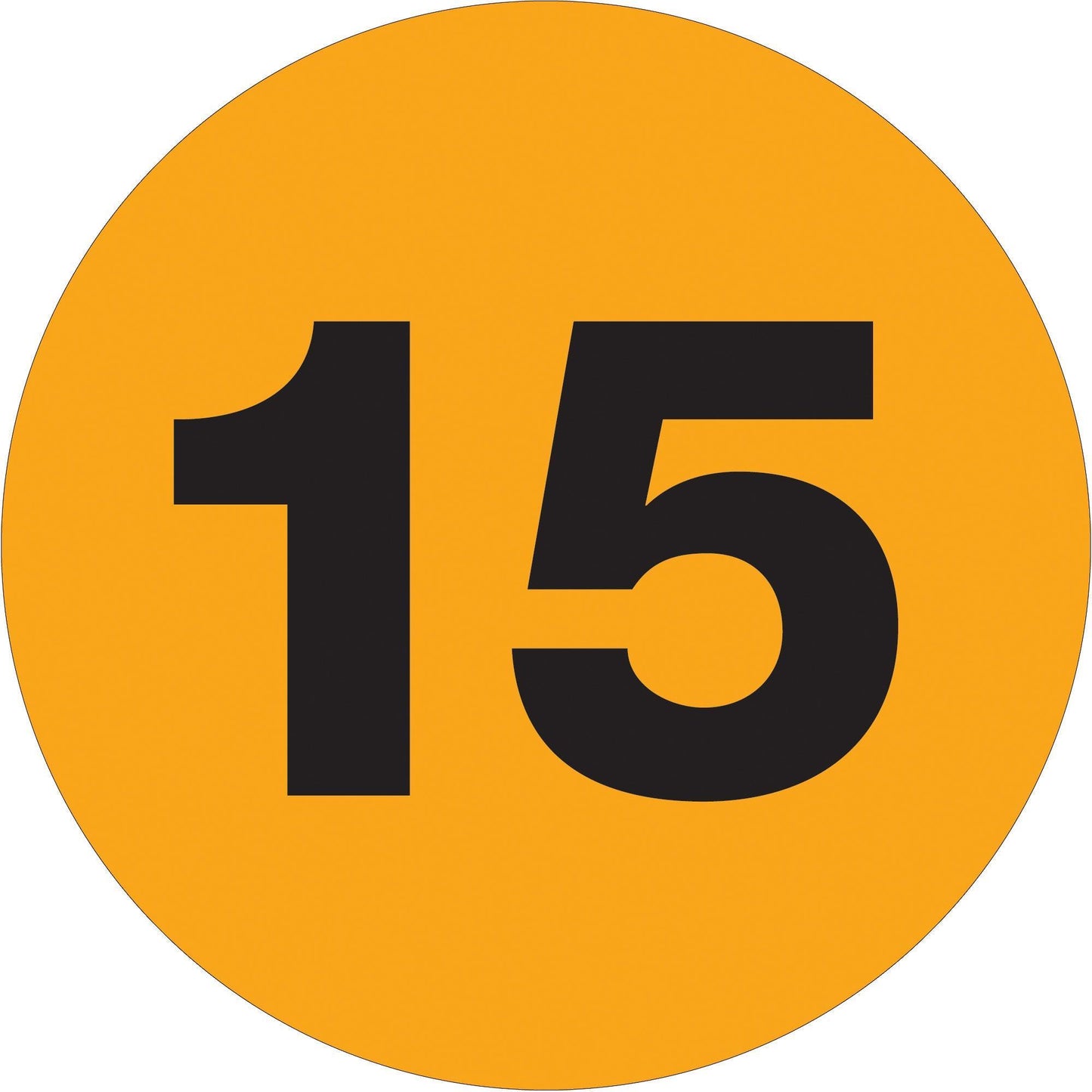 1" Circle - "15" (Fluorescent Orange) Number Labels - DL6767